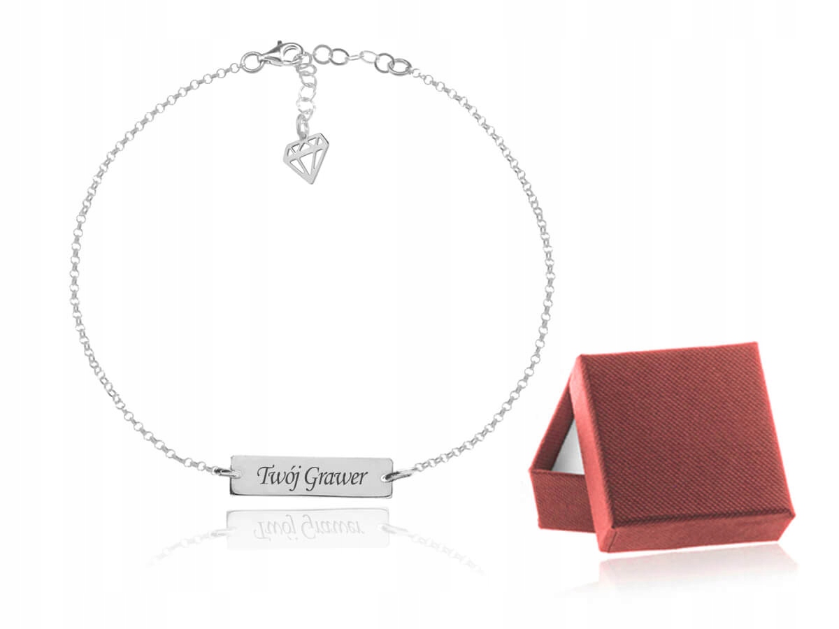 

Bransoletka Srebro 925 Blaszka Prostokąt Grawer