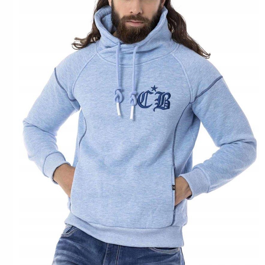 Teplá Mikina Pánská Klokanka Cipo Baxx Elegance Vysoký límec Stojáček