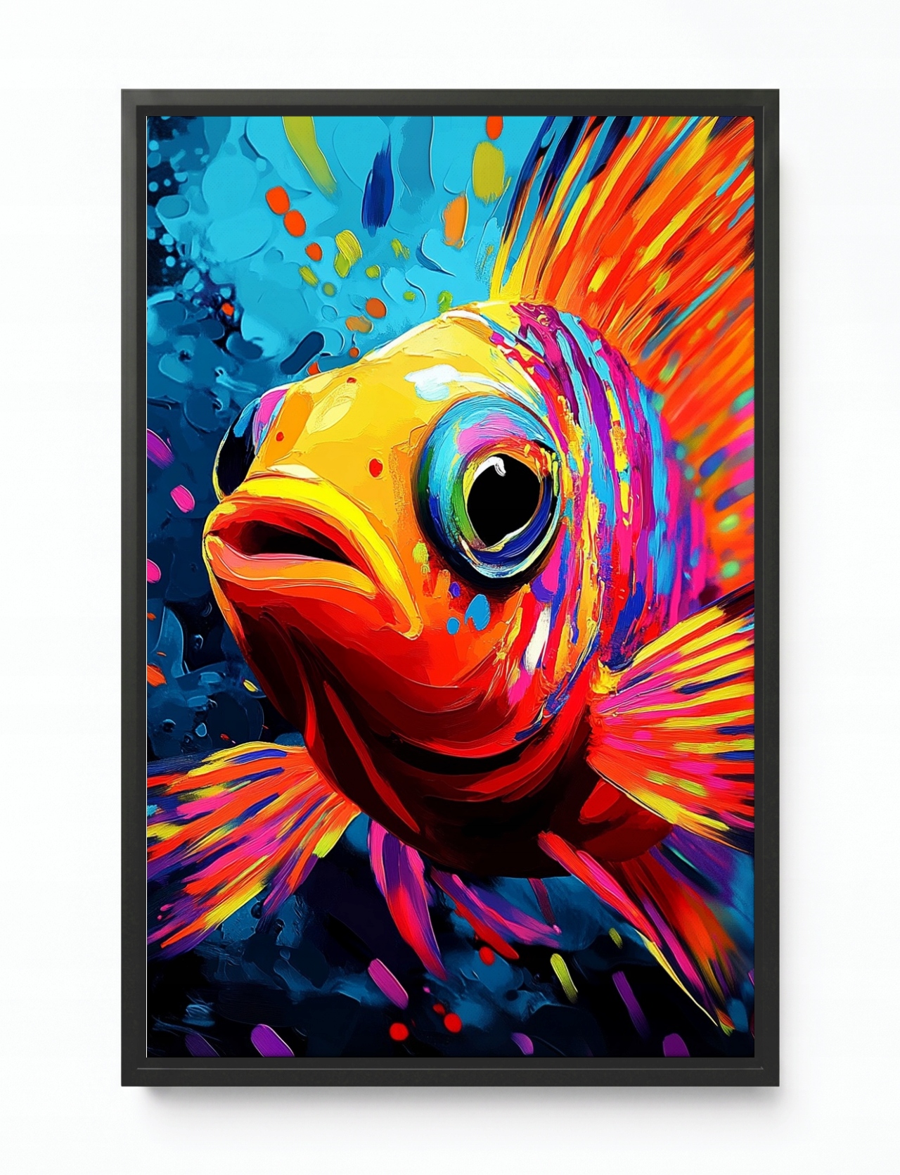 Obraz Rám American Box Barevná Ryba Neon Pop Art Akvárium Rybka 80x120