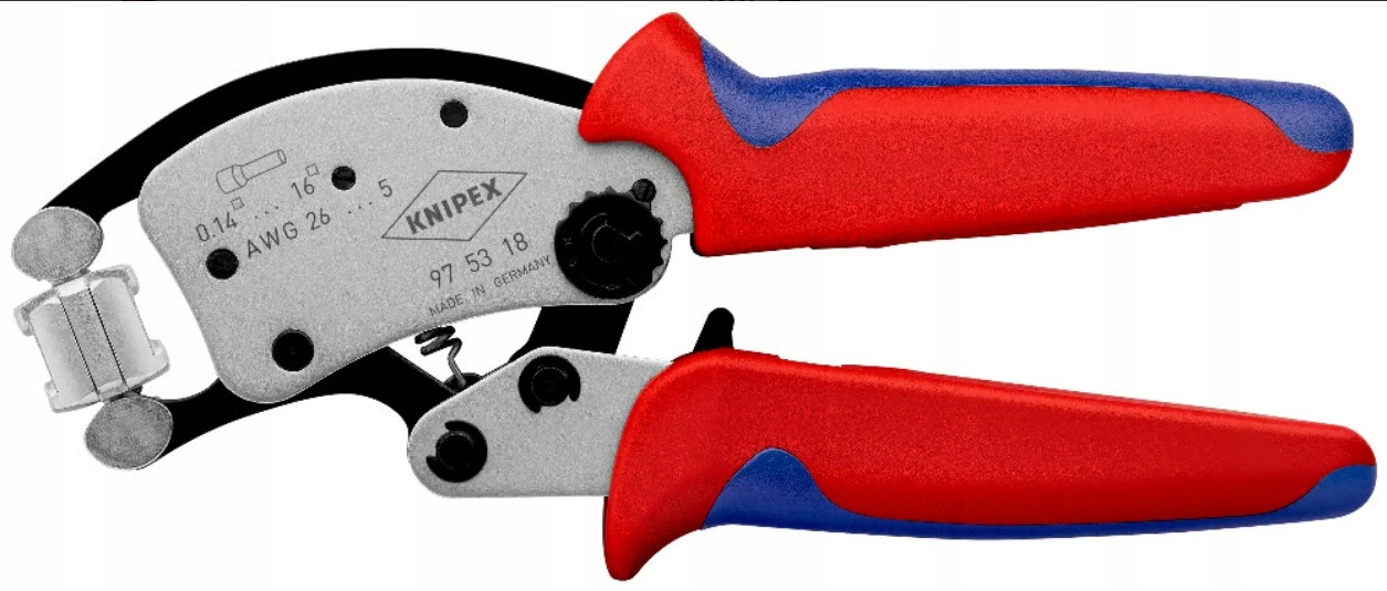 Samo-nastavovací kleště pro krimpování objímek s otočnou hlavou 97 53 18 Knipex