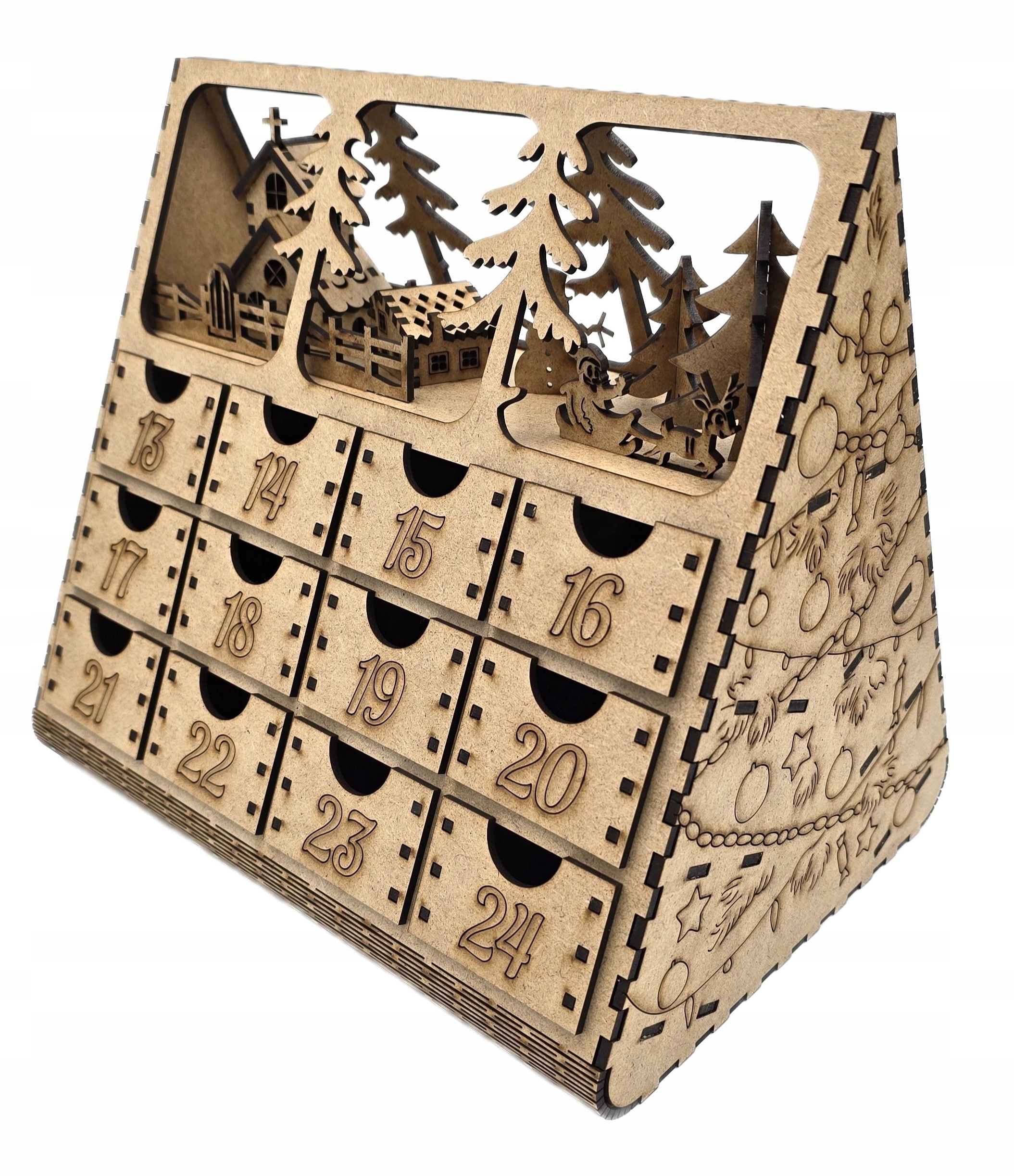 Dřevěný Adventní Kalendář Na Vánoční Stromek Pro Děti – Vánoční Ozdoba, Gravírování