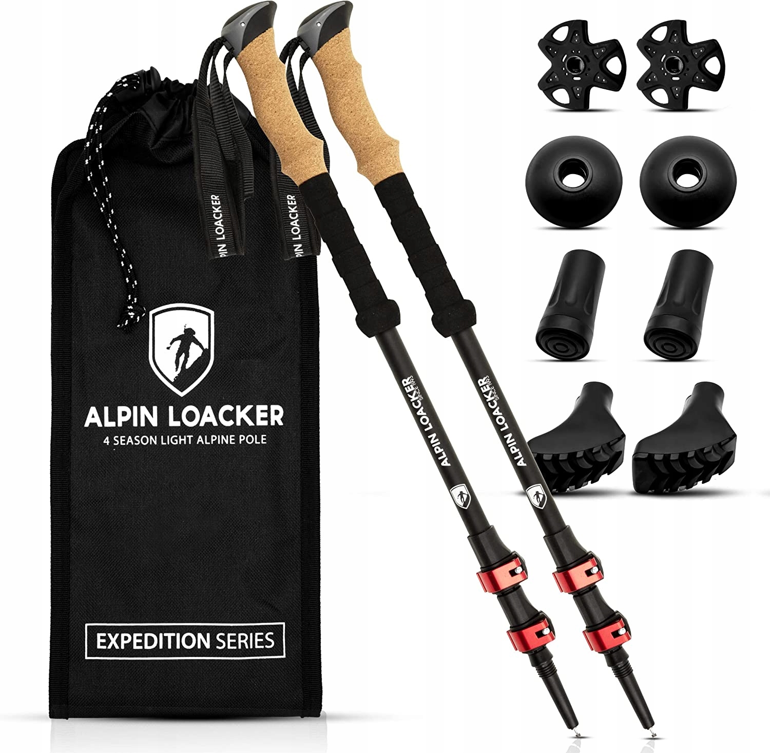 Alpin Loacker Lekkie aluminiowe teleskopowe kijki trekkingowe Kije