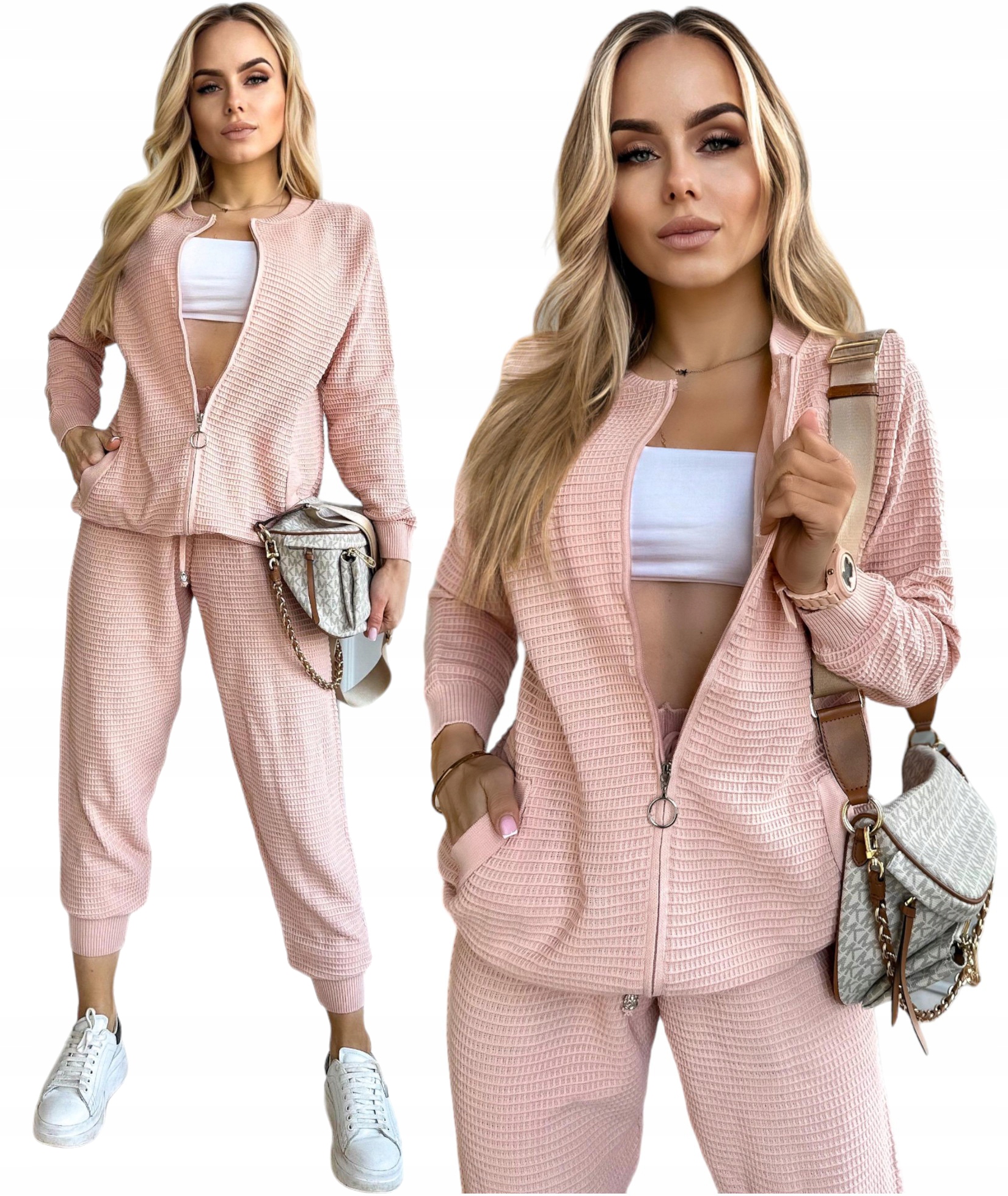 DRES KOMPLET DAMSKI wygody modny wafelek