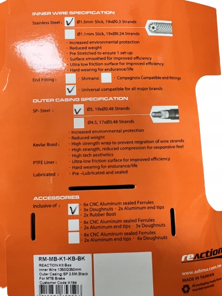 Linka hamulcowa Shimano/Campagnolo Ashima Reaction Zastosowanie hamulec