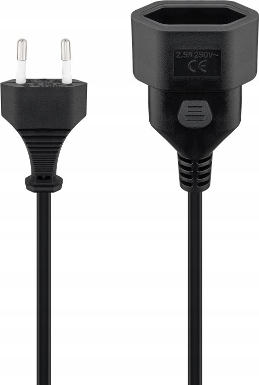 

Kabel przedłużacz z wtyczką Euro czarny 5m