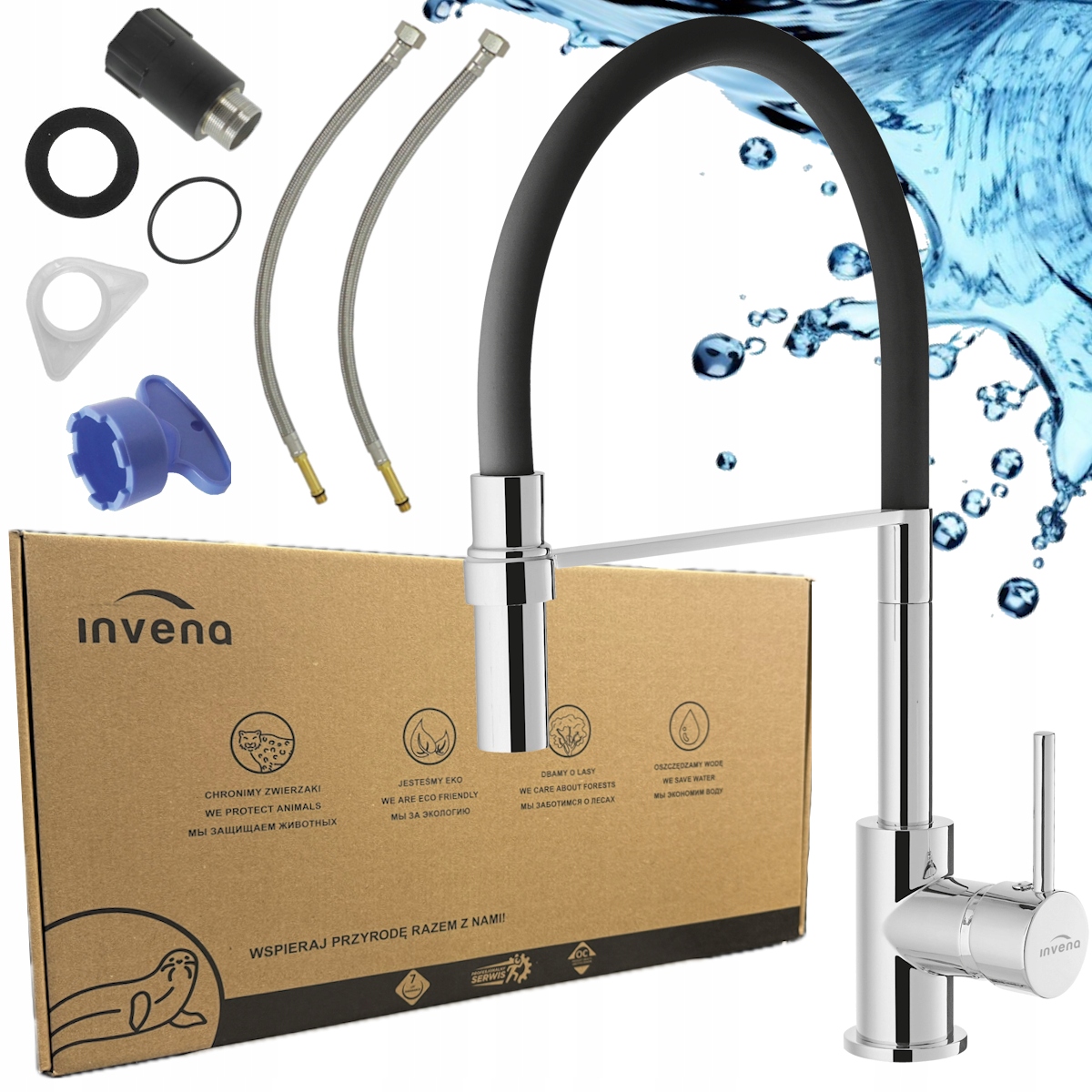 Invena Kameleon kohútik do kuchyne kuchynská batéria drezová čierna/chrómová