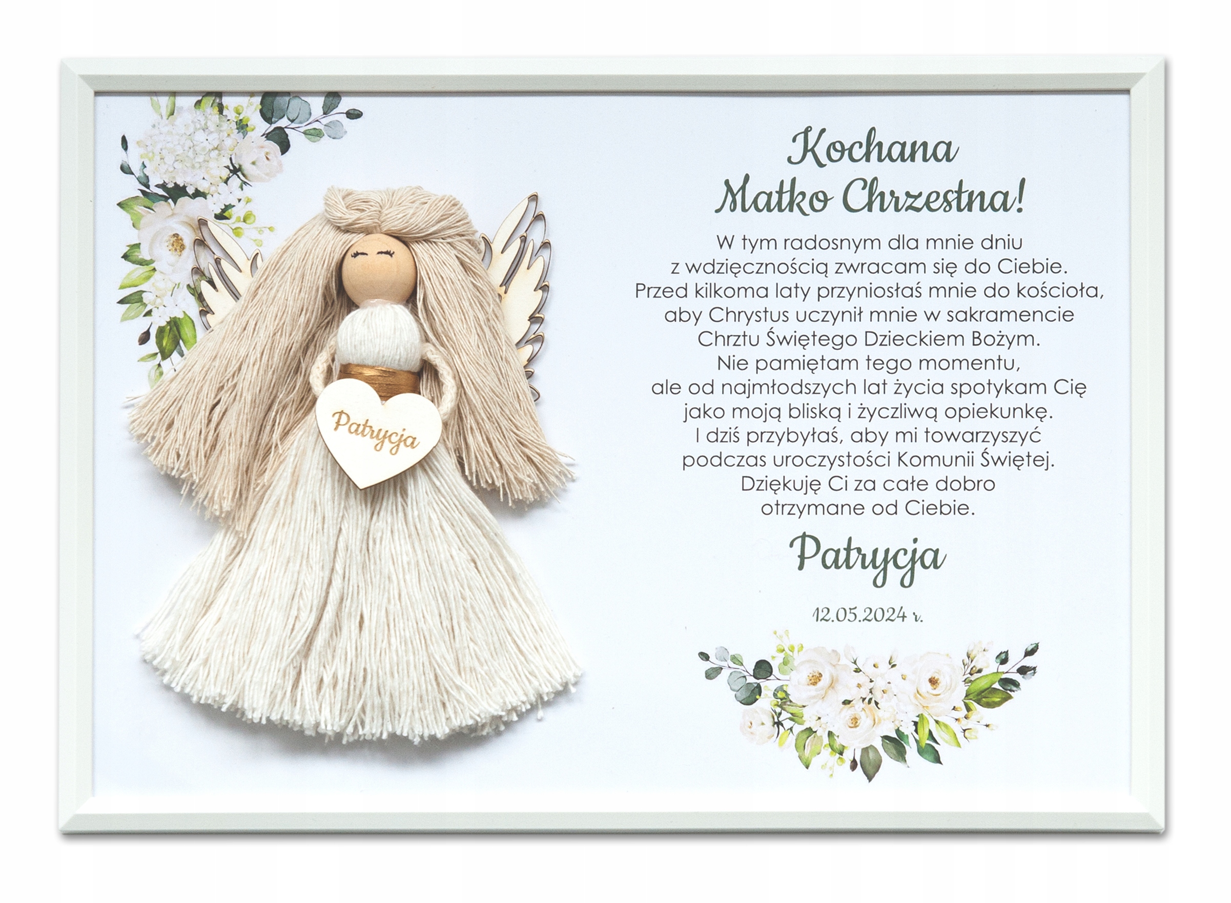 Anděl z Makramy Poděkování Památka prvního svatého přijímání