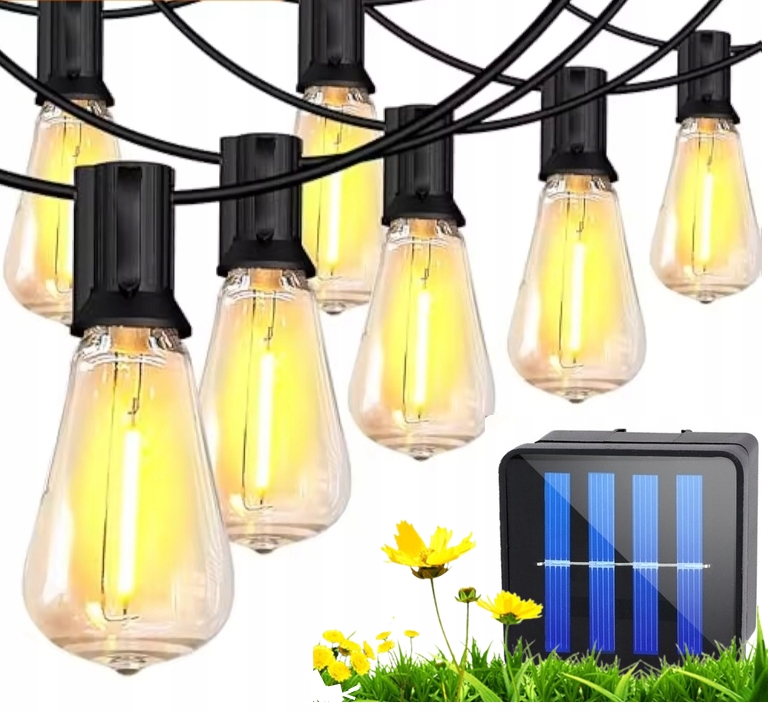GIRLANDA SOLARNA OGRODOWA ŚWIETLNA ŻARÓWKI NA BALKON TARAS ŁAŃCUCH 20 LED