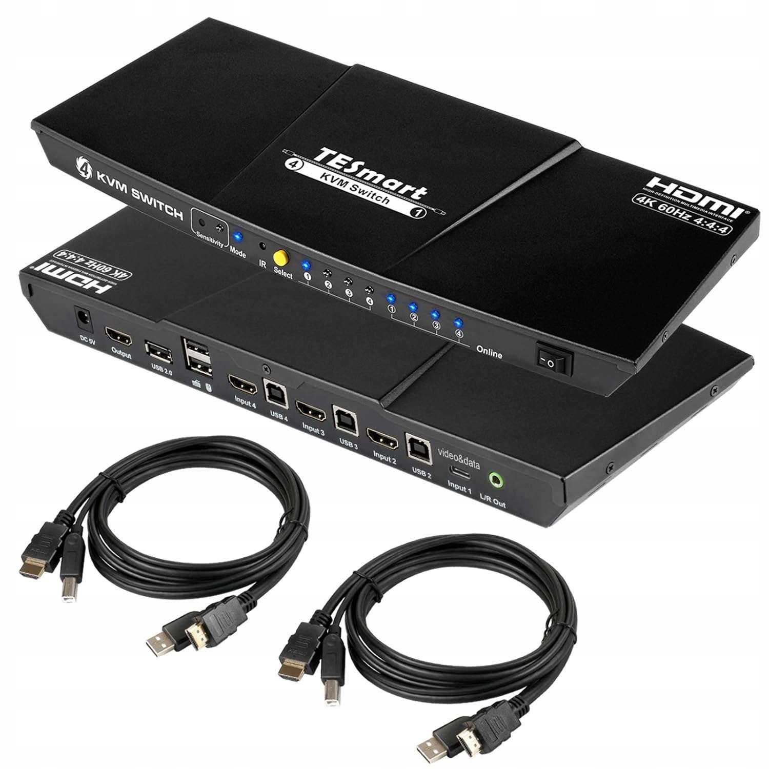 Przełącznik KVM switch 4K Ultra HD 60 Hz 4 x HDMI USB 2.0 Audio Output