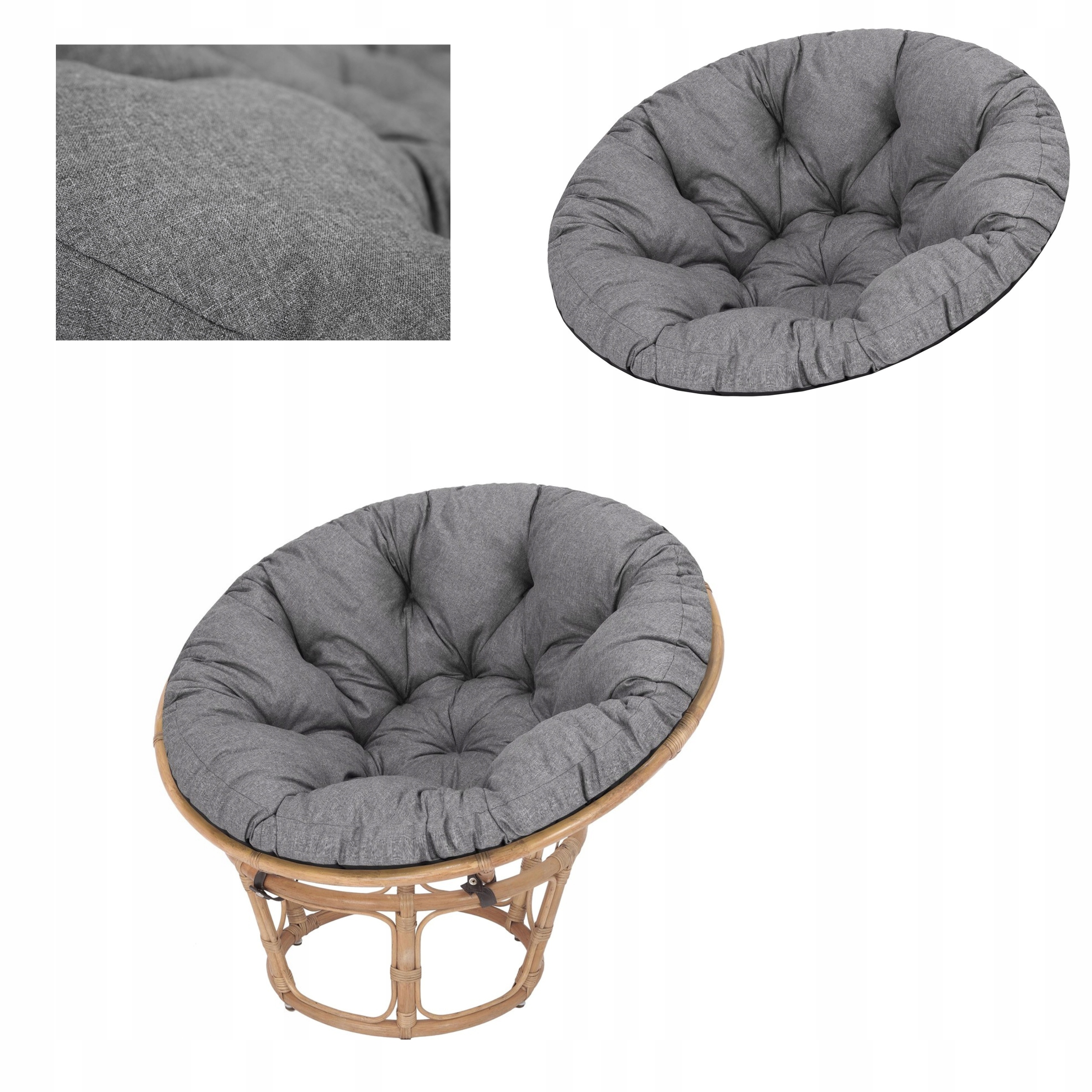 Záhradný vankúš na kreslo Papasan kokon 114 cm okrúhly vankúš hniezdo