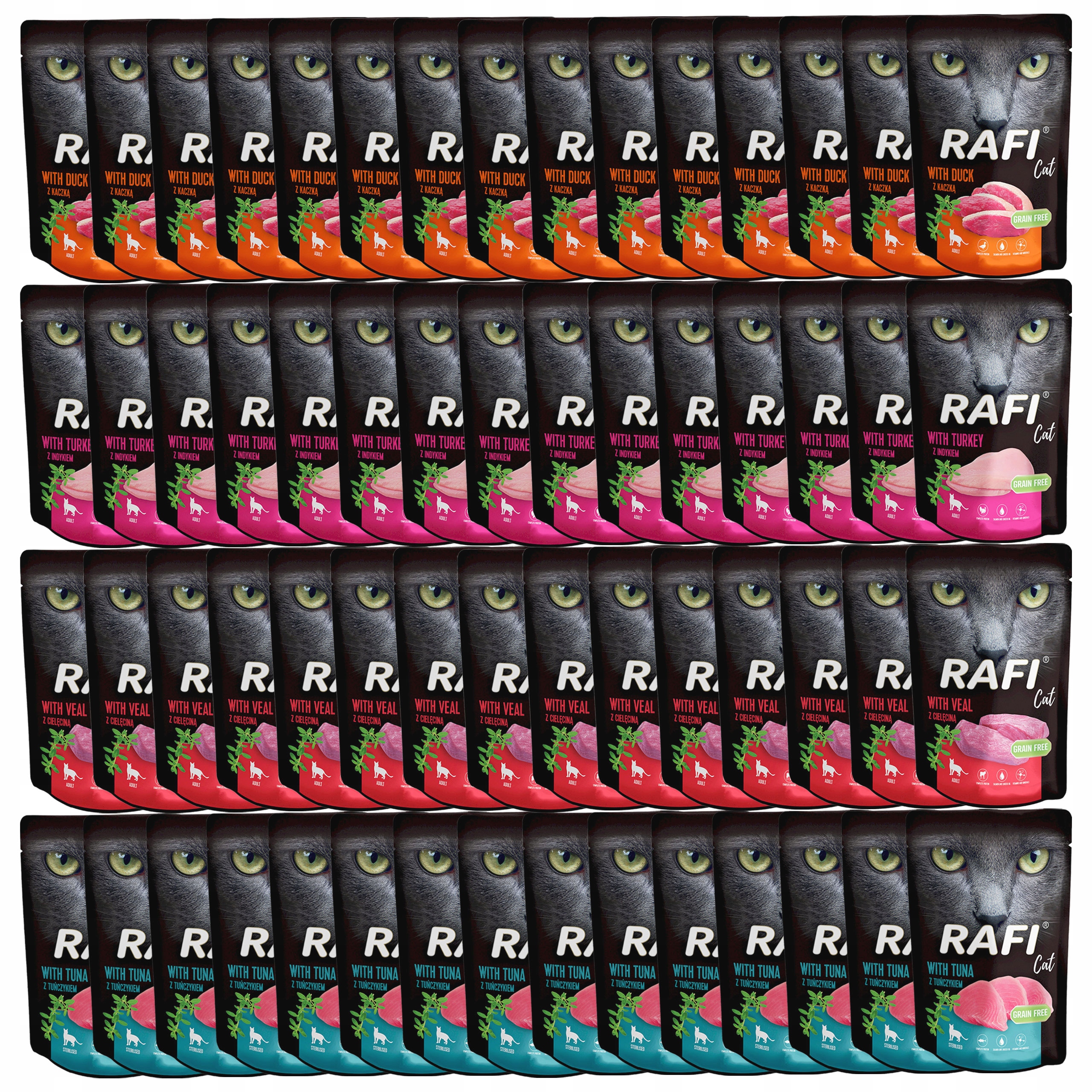 Levně Rafi Cat Mokré krmivo pro kočky Dolina Noteci mix chutí 60 x 100 g bez obilovin