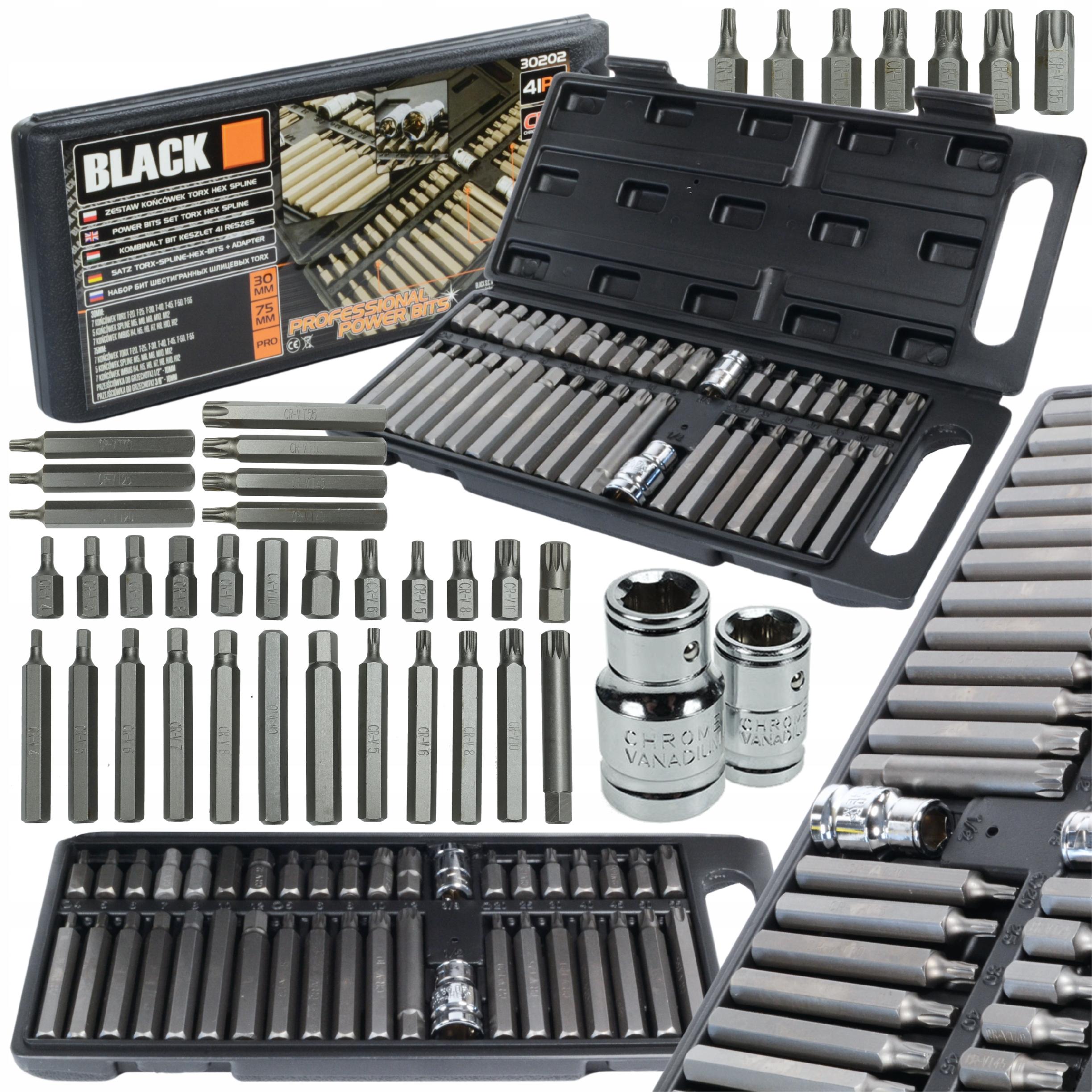 ZESTAW BITÓW KOŃCÓWEK KLUCZY IMBUS SPLINE TORX 40el. BITY CRV BLACK PREMIUM