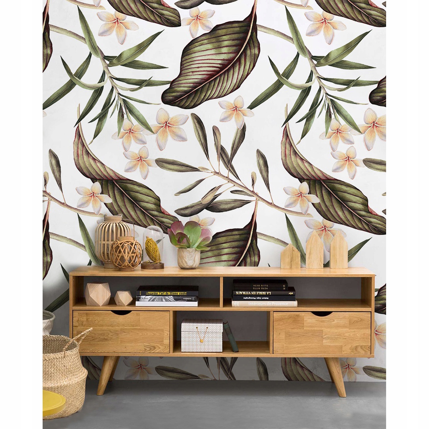 

Fototapeta Tropikalne kwiaty i liście 290x290 cm