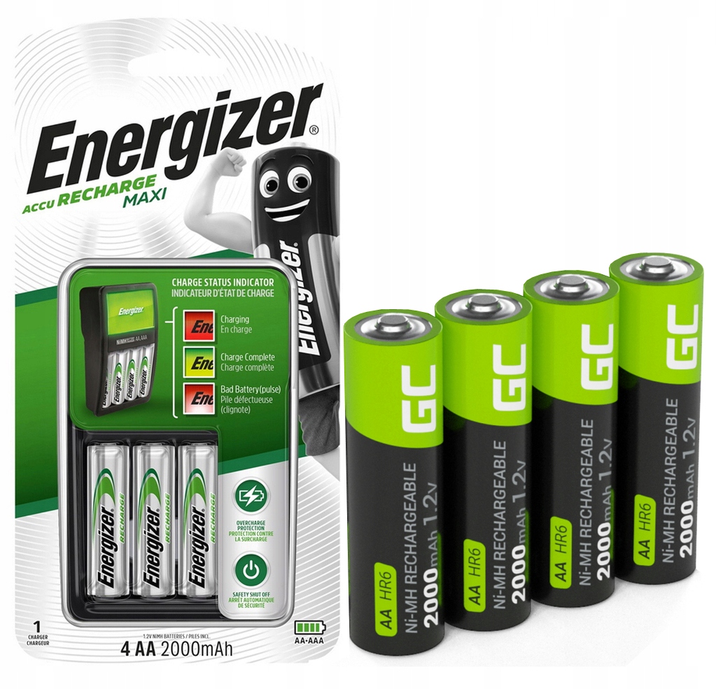 Nabíječka Baterií Aa Aaa 4x Baterie 2000 mAh R6 Aa 4 Greencell Aa R6