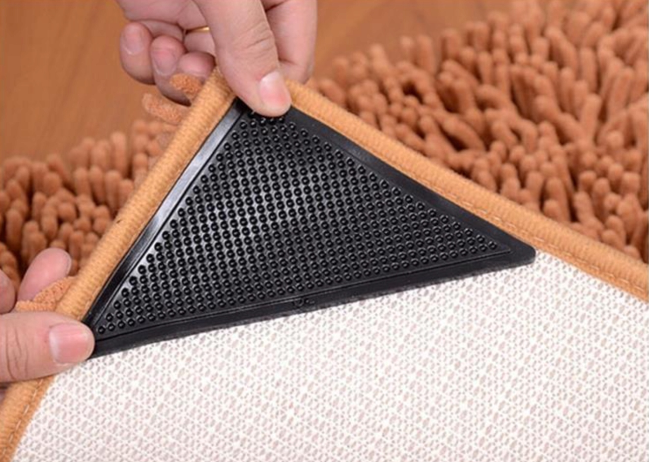 PODKŁADKI ANTYPOŚLIZGOWE POD DYWAN WYKŁADZINĘ ZABEZPIECZENIE KOMPLET 8 SZT Długość 15 cm