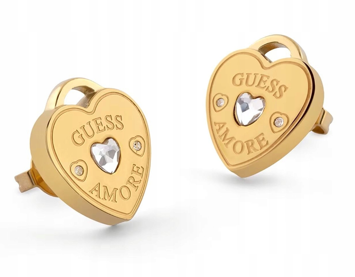 Ocelové Zlaté Guess Amore Se Náušnice Se Zirkony JUBE05058JWYGT/U