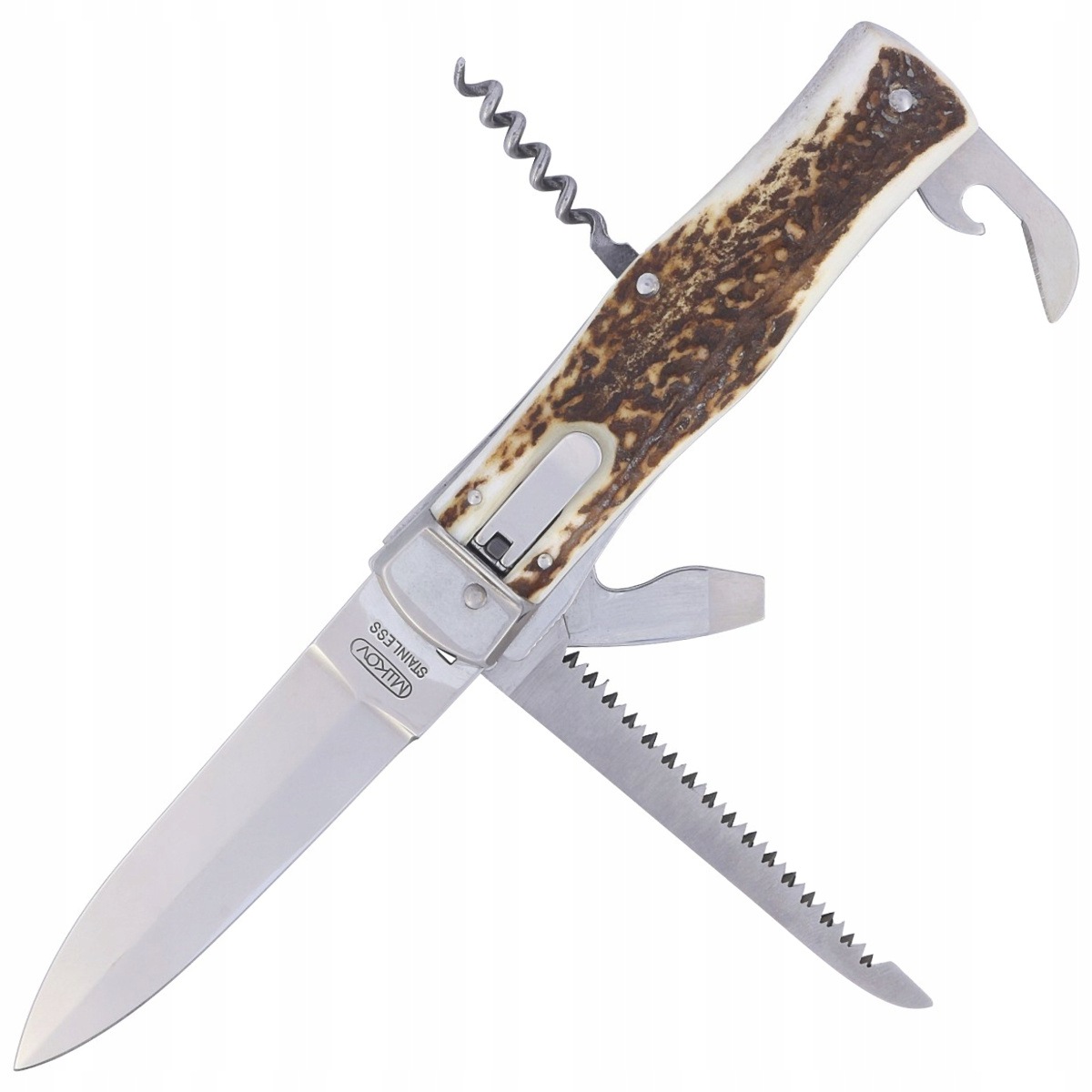 Scyzoryk nóż sprężynowy Mikov Predator 7w1 Rękojeść z naturalnego poroża