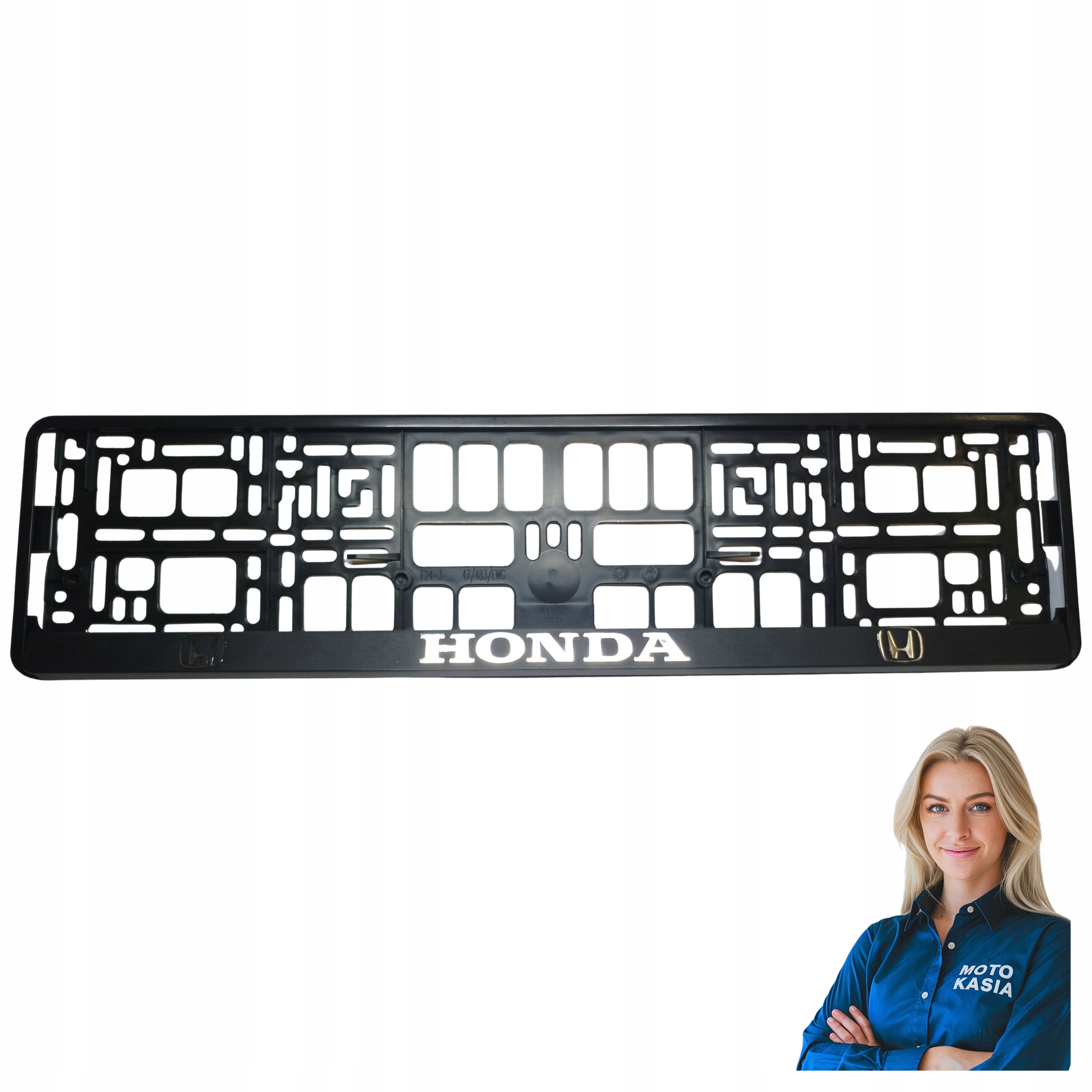 Zestaw Ramek pod Tablice Rejestracyjne 3D Honda czarne trwałe