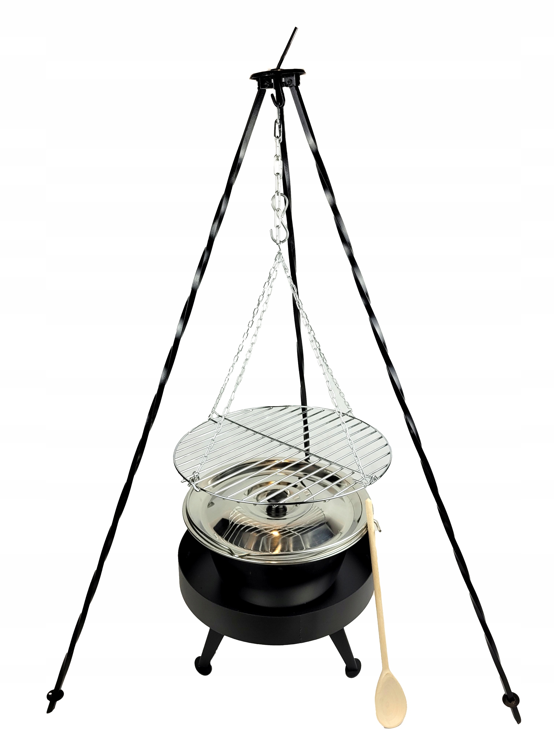 Grilovacie ohnisko 40 rošt 40 kotlík nerez 8 l s vekom na guláš