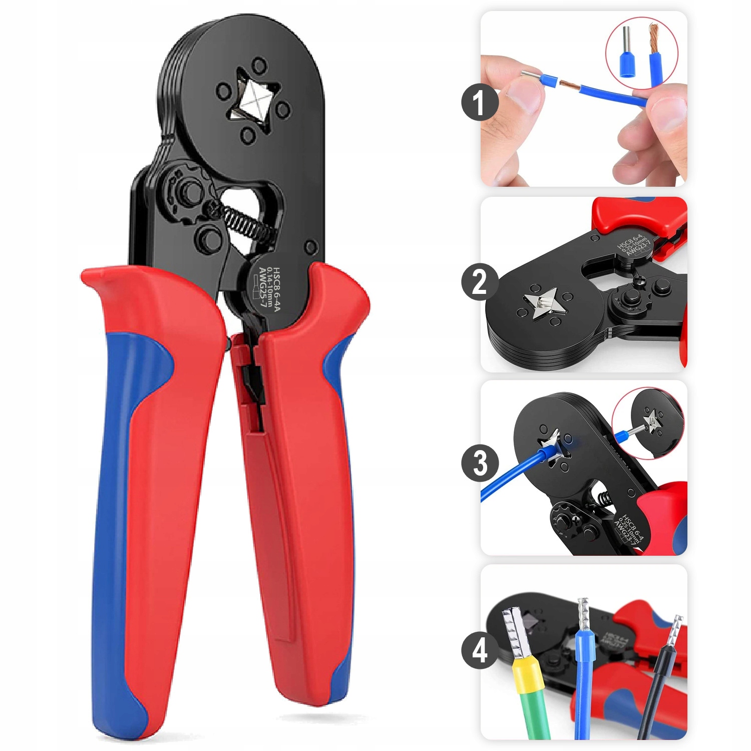 ZACISKARKA PRASKA do tulejek kablowych kabli konektorów +500 SZT AKCESORIÓW Kod producenta HSC-8-6-4A