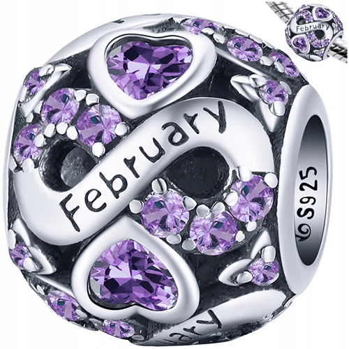 

Charms Miesiąc Luty February srebro pr 925 koralik