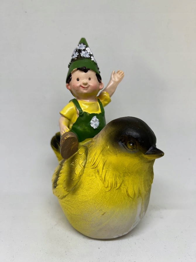 Figurka ZWIERZAK Z GNOMEM WIOSNA OGRÓD 14 cm