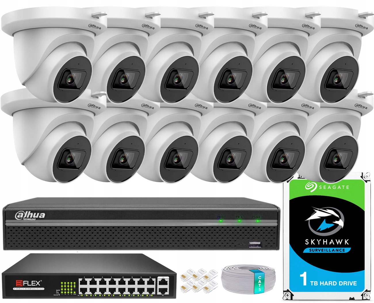 Sada Ip monitorovania Dahua 12x Kamera IPC-HDW2441TM-S-0280B 4MPx Starlight