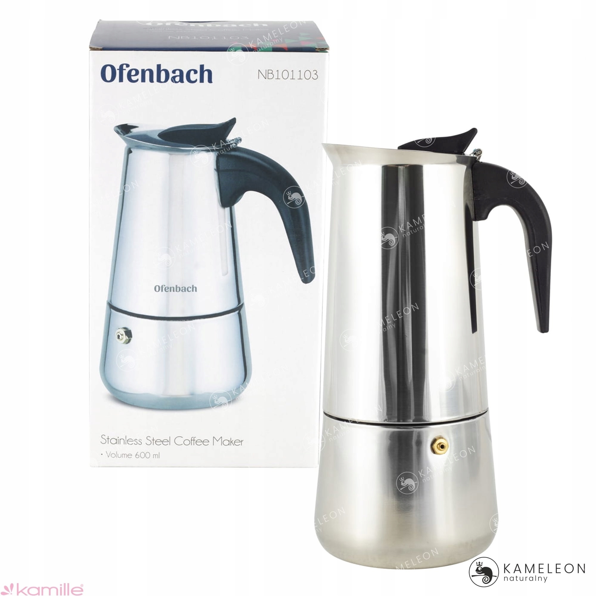 KAWIARKA EKSPRES ZAPARZACZ DO KAWY KAFETERKA NA 12 KAW 600ml stalowa srebrn Materiał stal