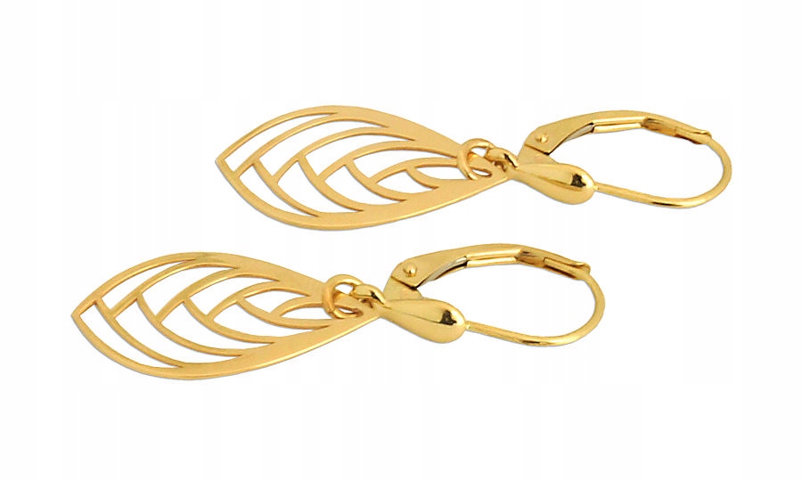 Złote kolczyki wiszące ażurowe Listki pr.585 Marka Inna marka