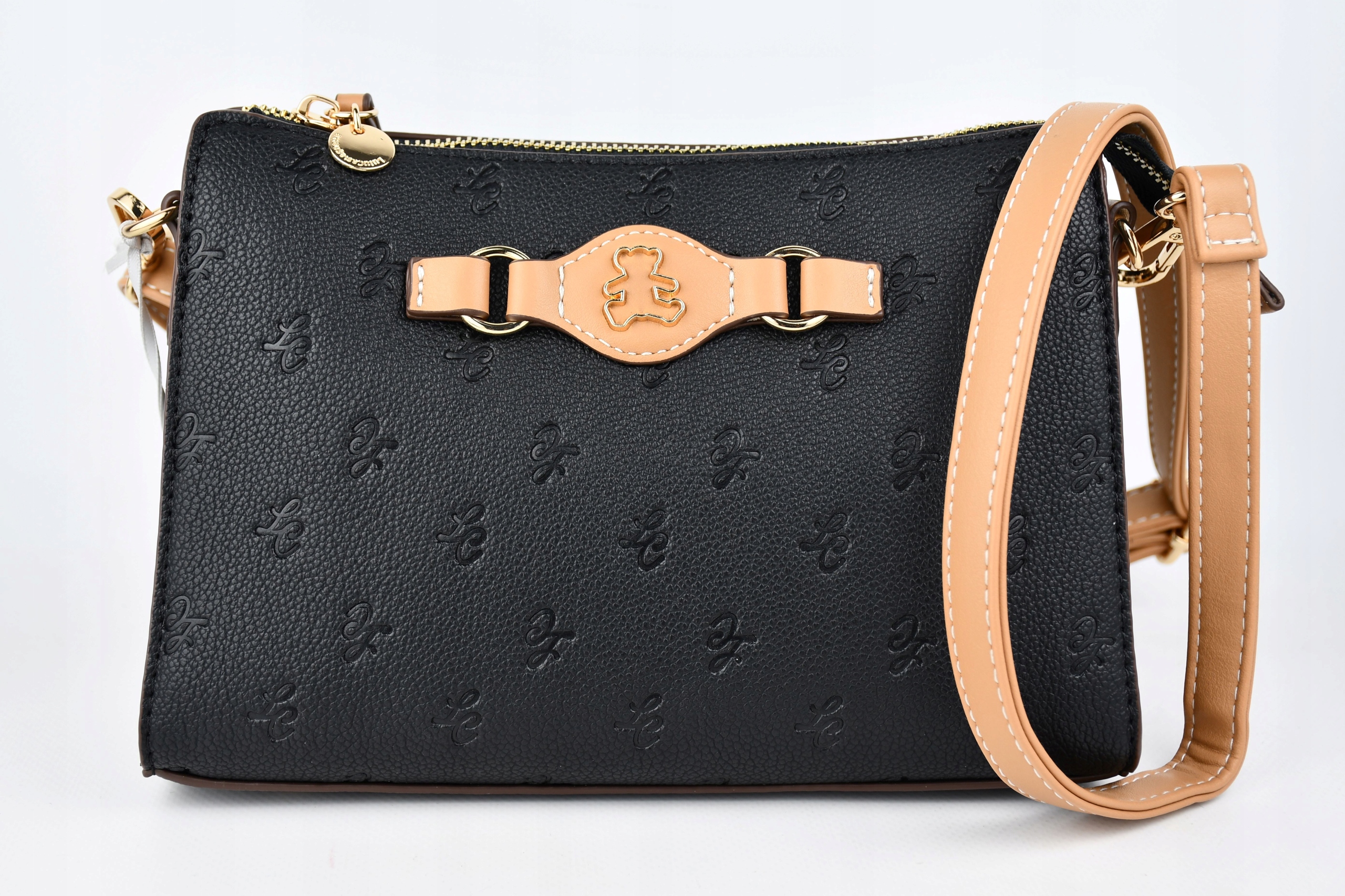 Lulu Castagnette kabelka přes rameno eko kůže černá s medvídky