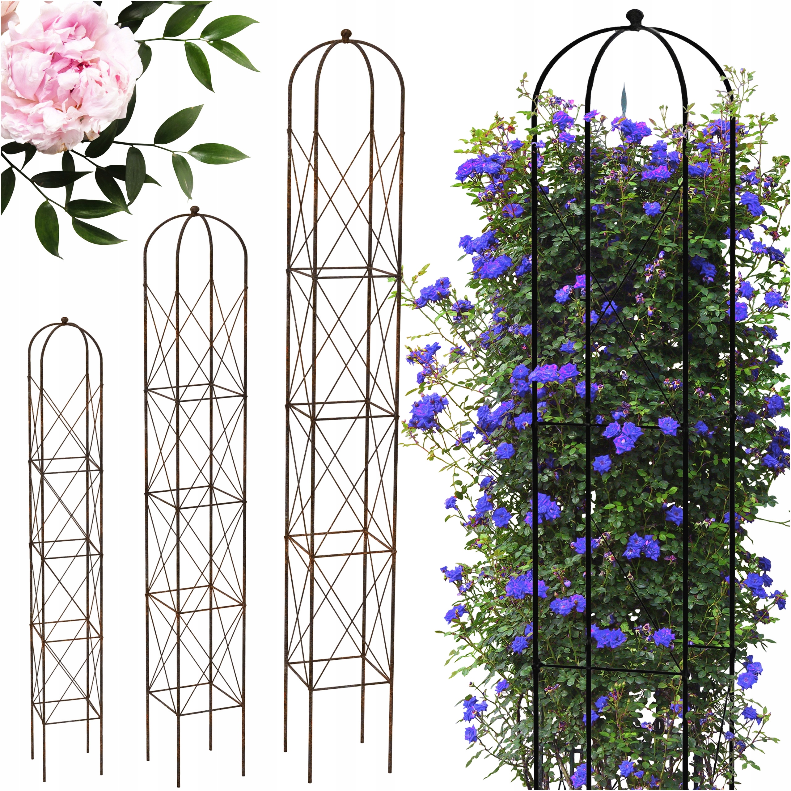 Pergola Kovová Zahradní Podpěra Pro Květy Růží Trejáž Kov Sada 3 Ks