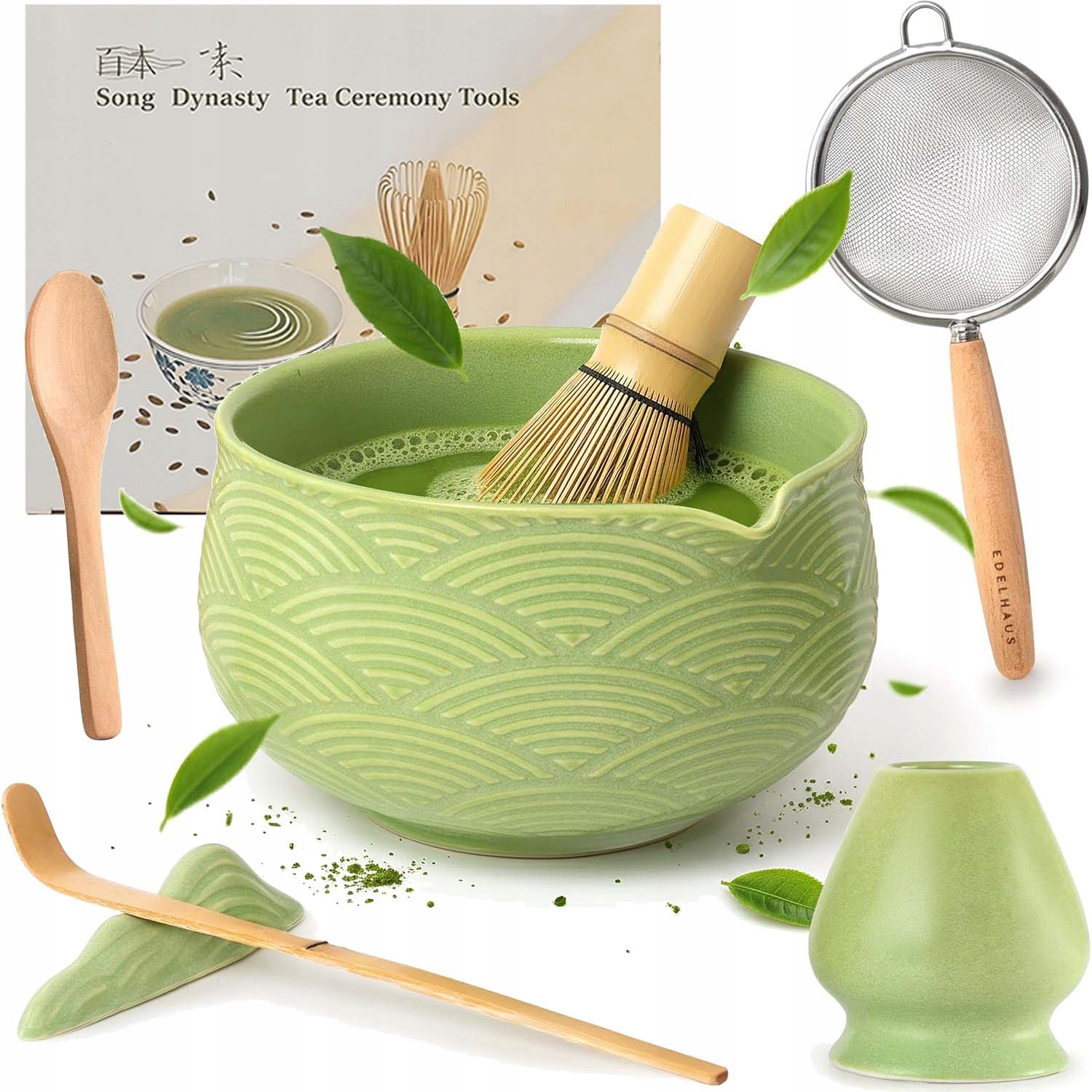 7X Zestaw Do Herbaty Matcha Narzędzie Do Matchy Trwałe Z Ceramicznym Miska