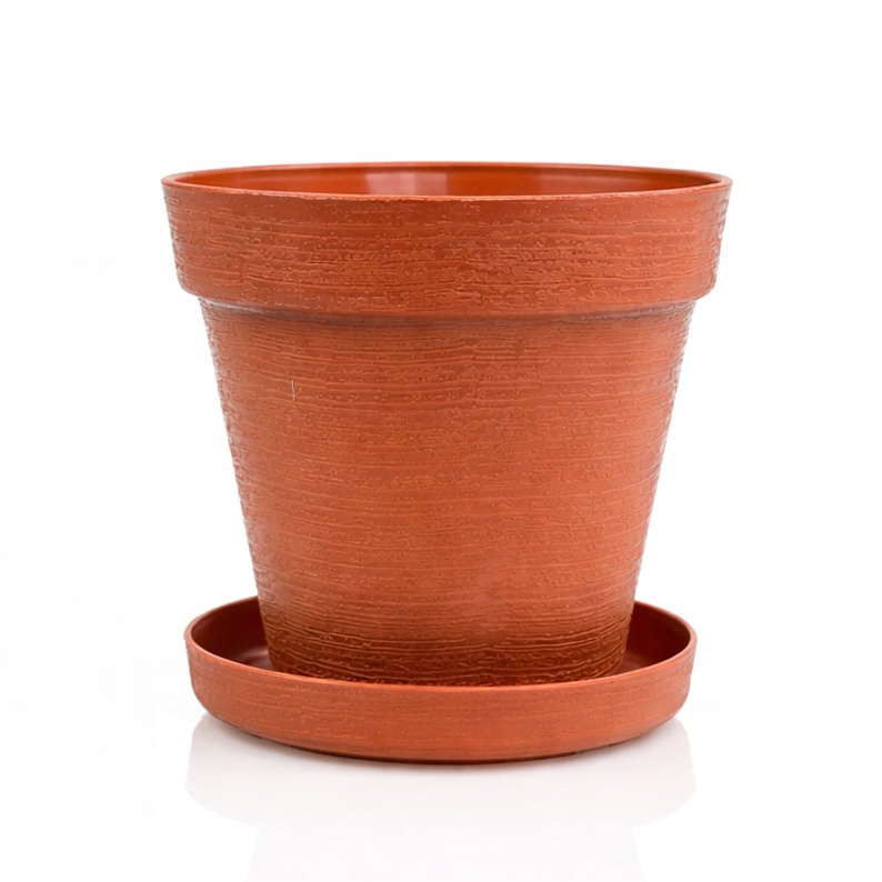 Doniczka LOFT 12 cm + Dopasowana Podstawka, Stylowy Zestaw EKO, BRĄZOWY 2