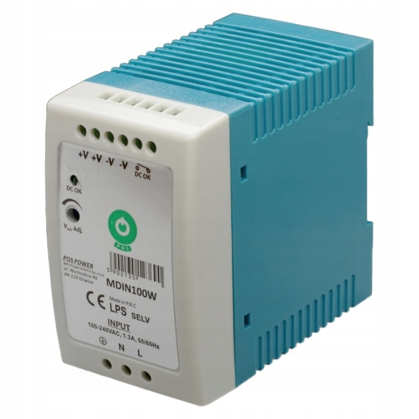 Zasilacz Na Szynę DIN 12V 7.5A 90W Regulowany Do Taśmy LED Transformator DC