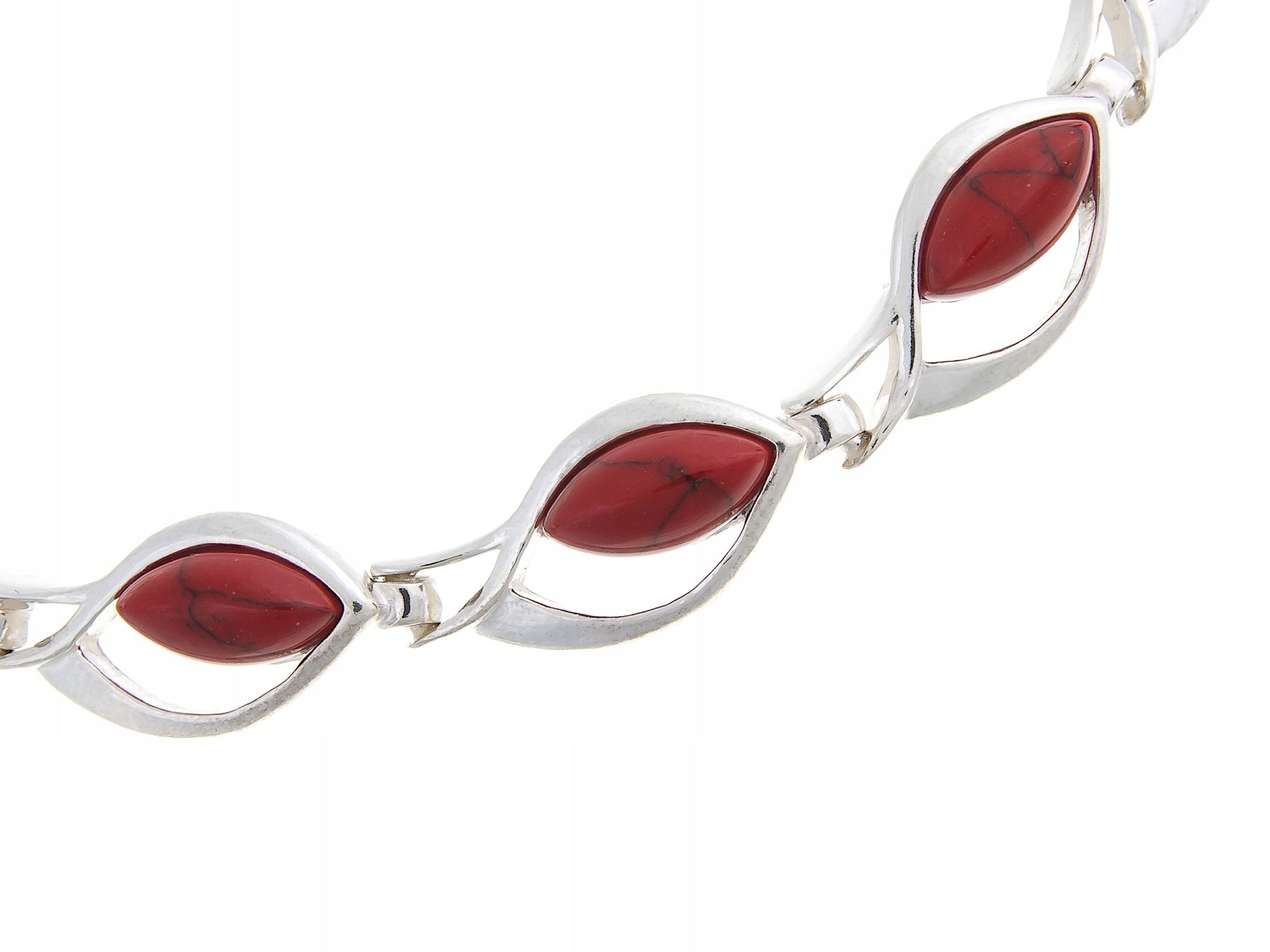 Krásný Stříbrný Náramek S Korálem