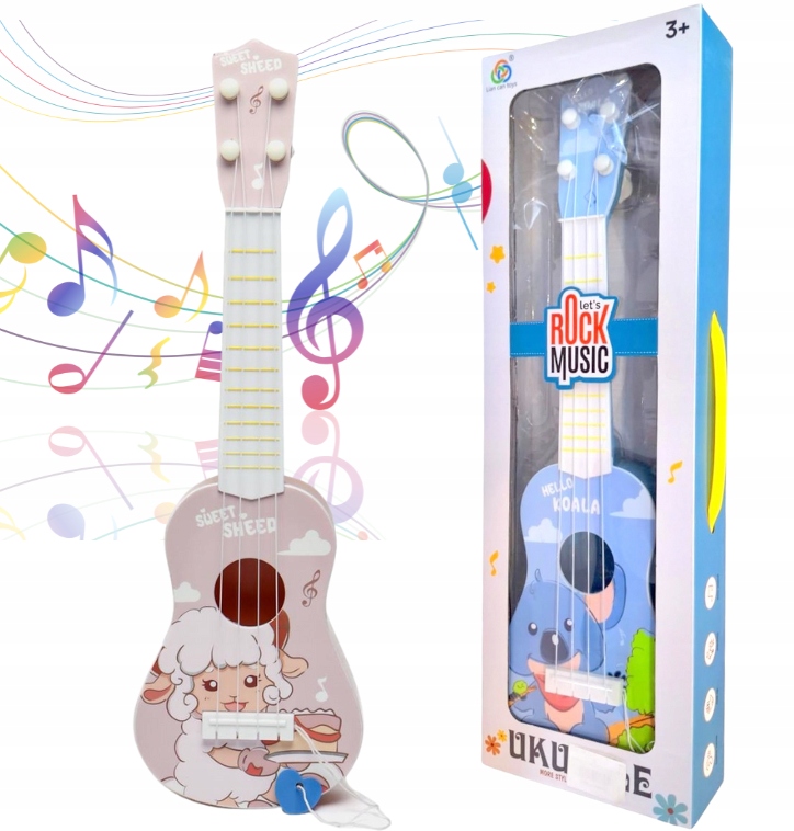 GITARA UKULELE DLA DZIECI 41 CM STRUNY INSTRUMENT KOLOROWA