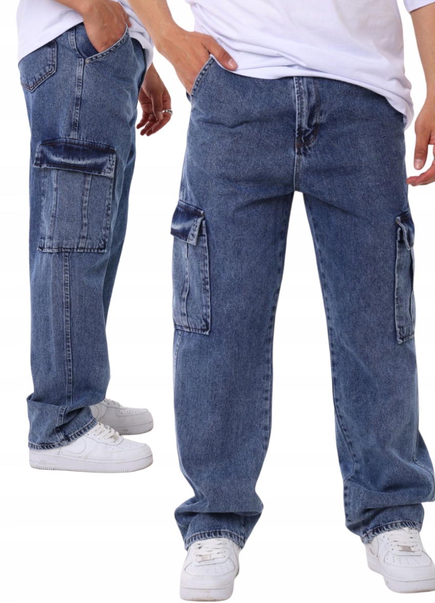 Pánské džíny Cargo Baggy Kalhoty s opuštěným krokem Volné 34/32