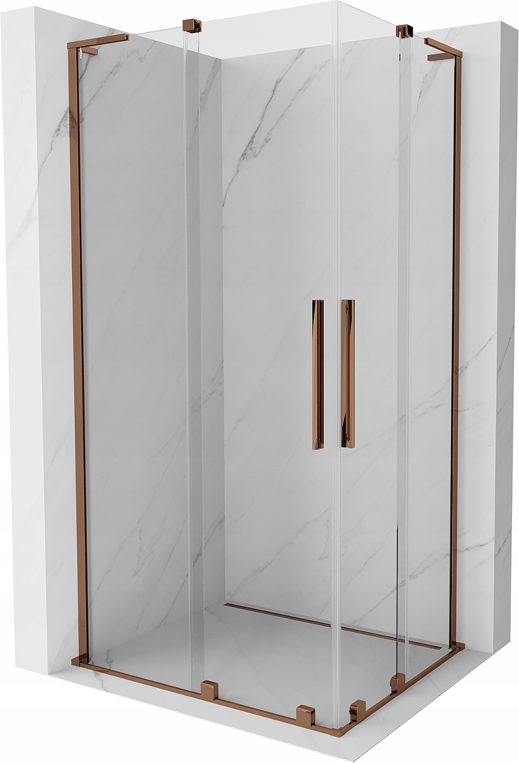 Mexen Velar L Duo 90x80 cm sprchová kabina, růžové zlato