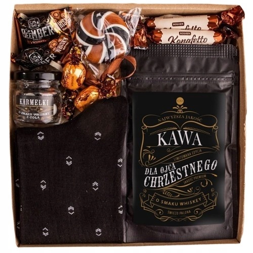 dla Ojca Chrzestnego podziękowanie kawa skarpety Komunia Chrzest