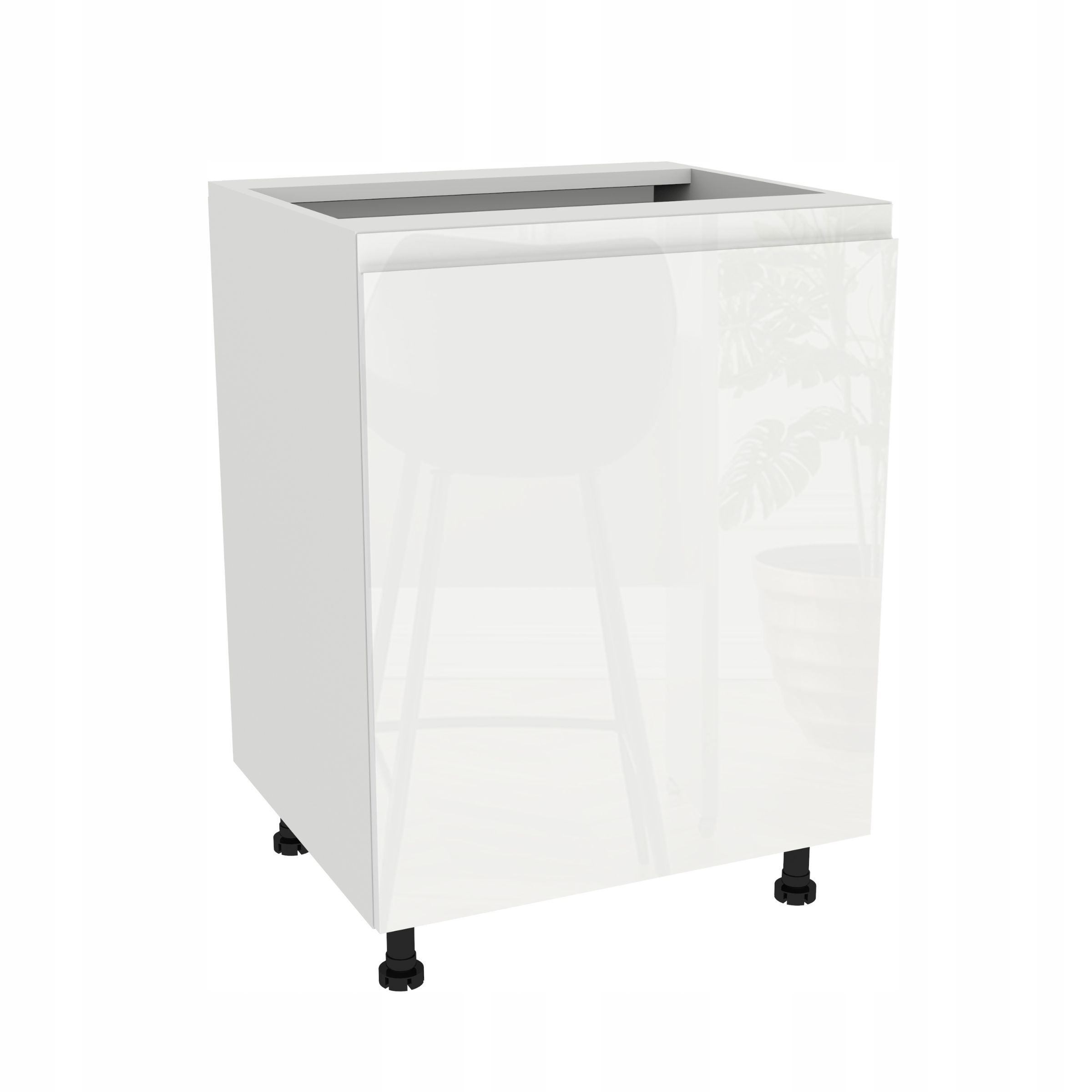 Dolní kuchyňská skříňka 60 Frezo Bílá přední strana Bezúchytková Bílá Akryl Lesk