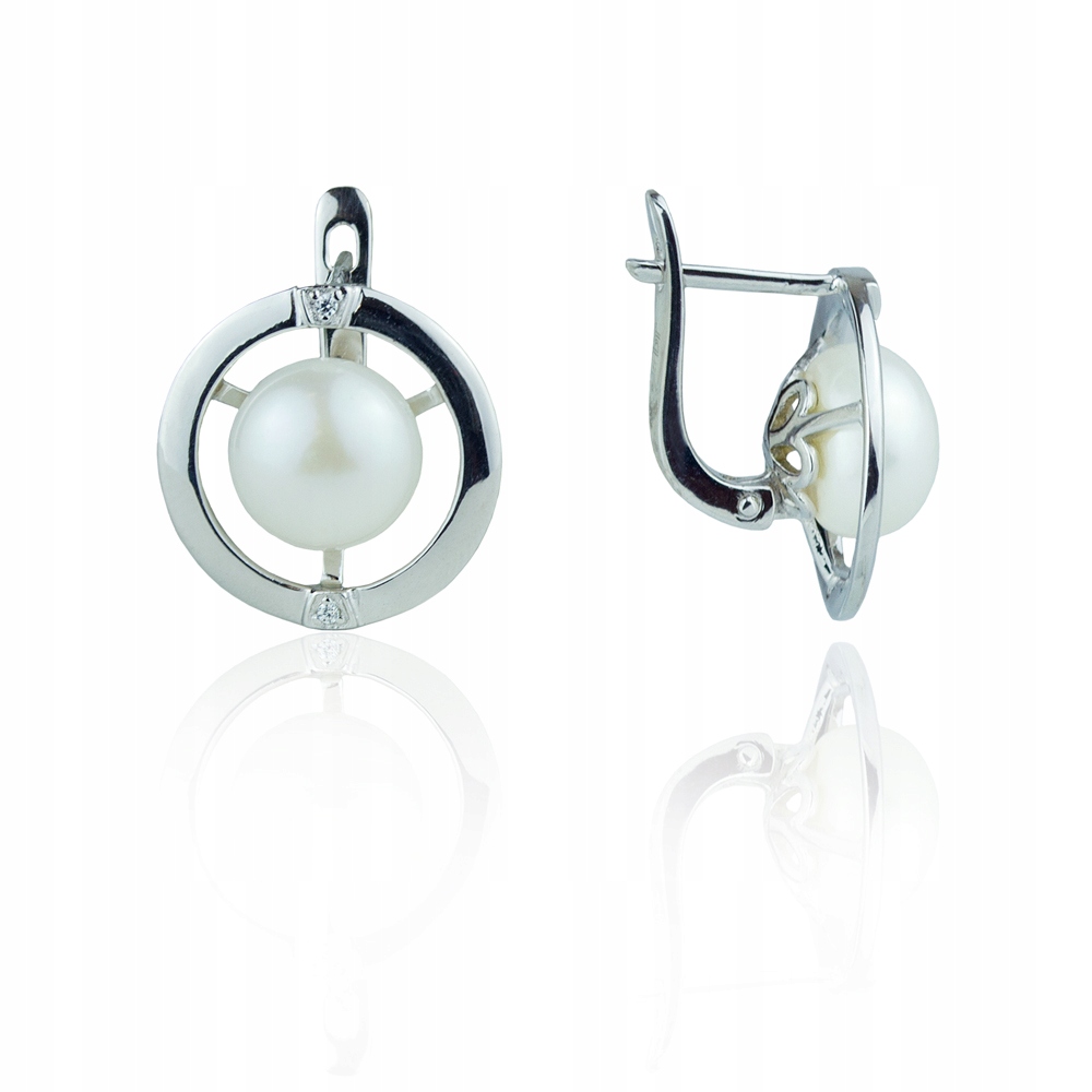 Stříbrné Náušnice S Pravou Perlou A Zirkony