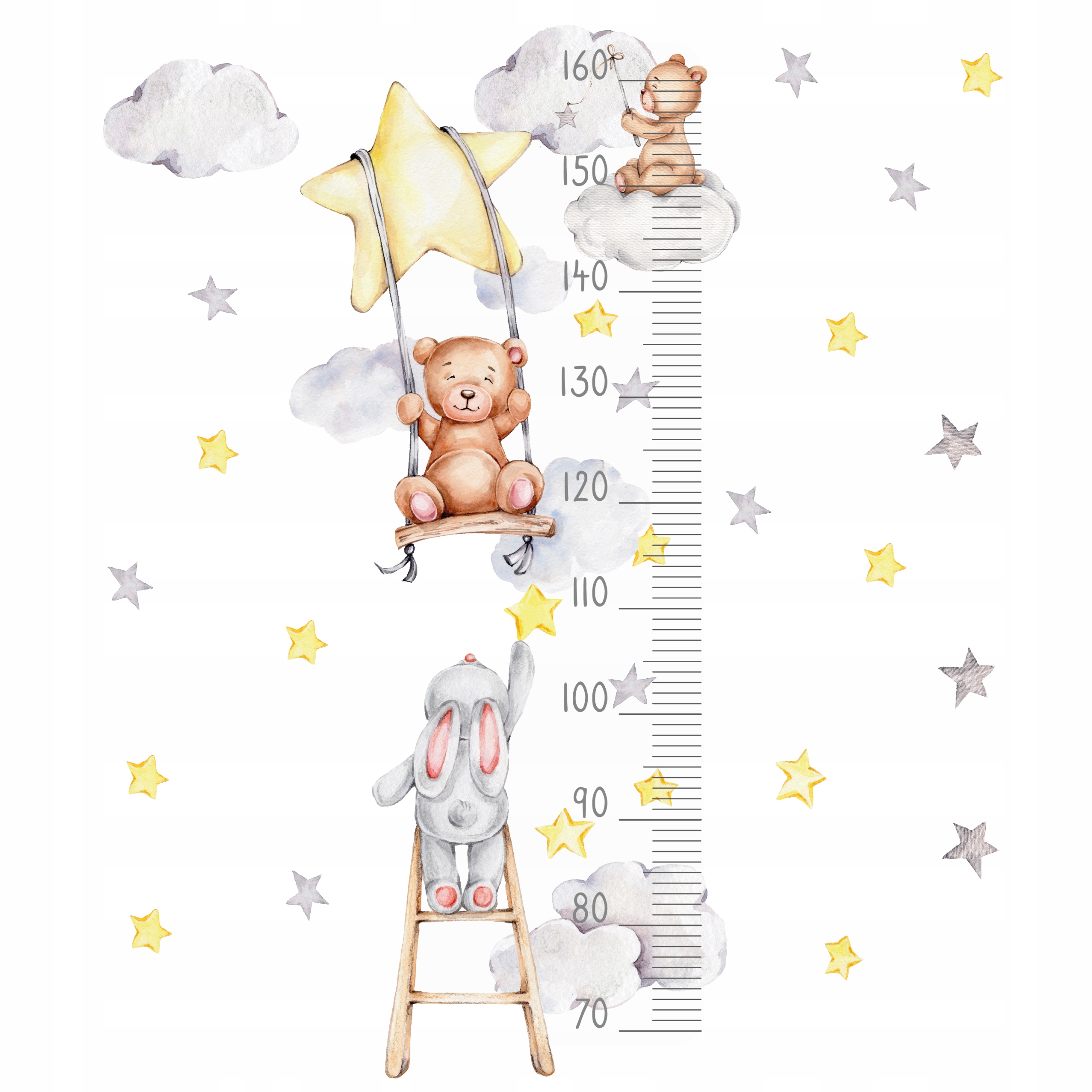 

naklejka miarka wzrostu króliczek i miś 40x100 cm