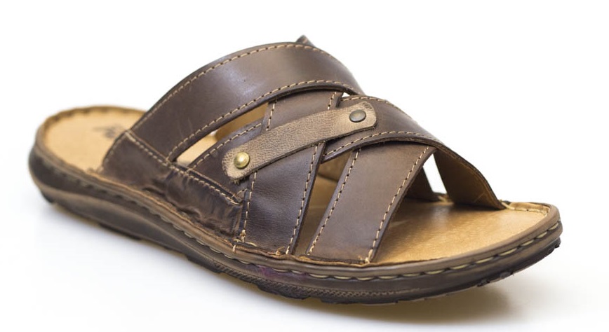 

brązowe skórzane klapki męskie Mateos 904