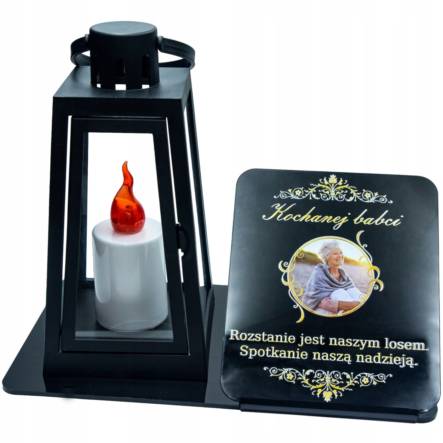 ZNICZ LED STATUETKA ZE ZDJĘCIEM NA CMENTARZ GRÓB Czas palenia więcej niż 75h