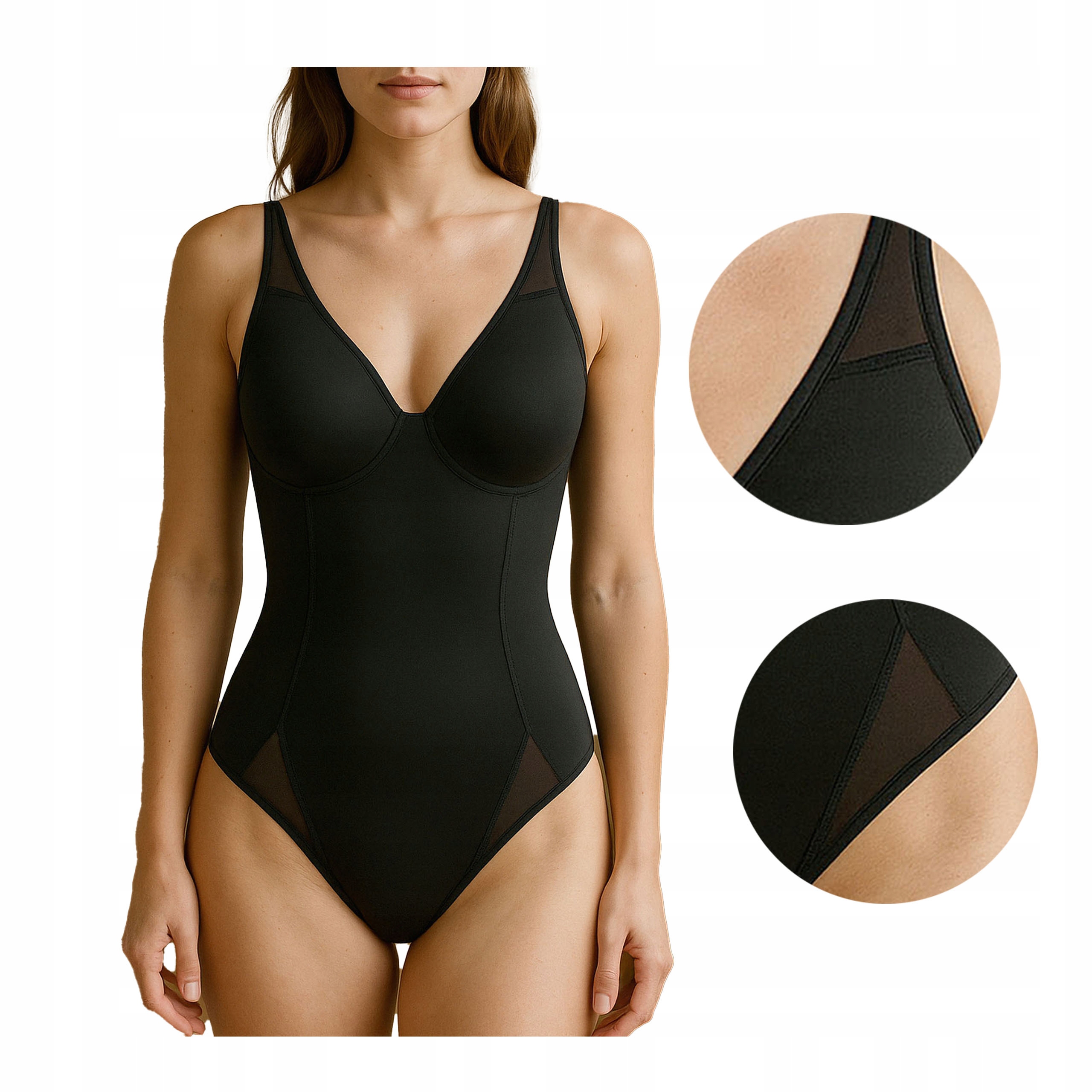 Dámské černé modelovací body s kosticemi z mikrovlákna Infiore 75C