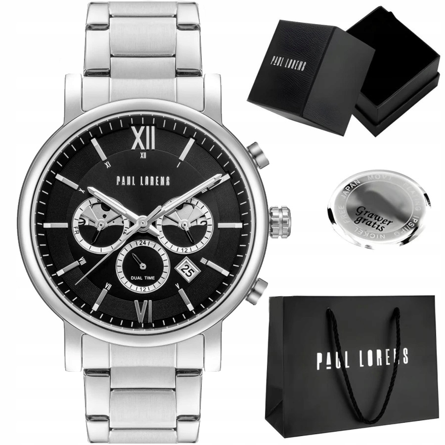 Pánské hodinky Paul Lorens Modero ocelový náramek Datumovka Denní Čas