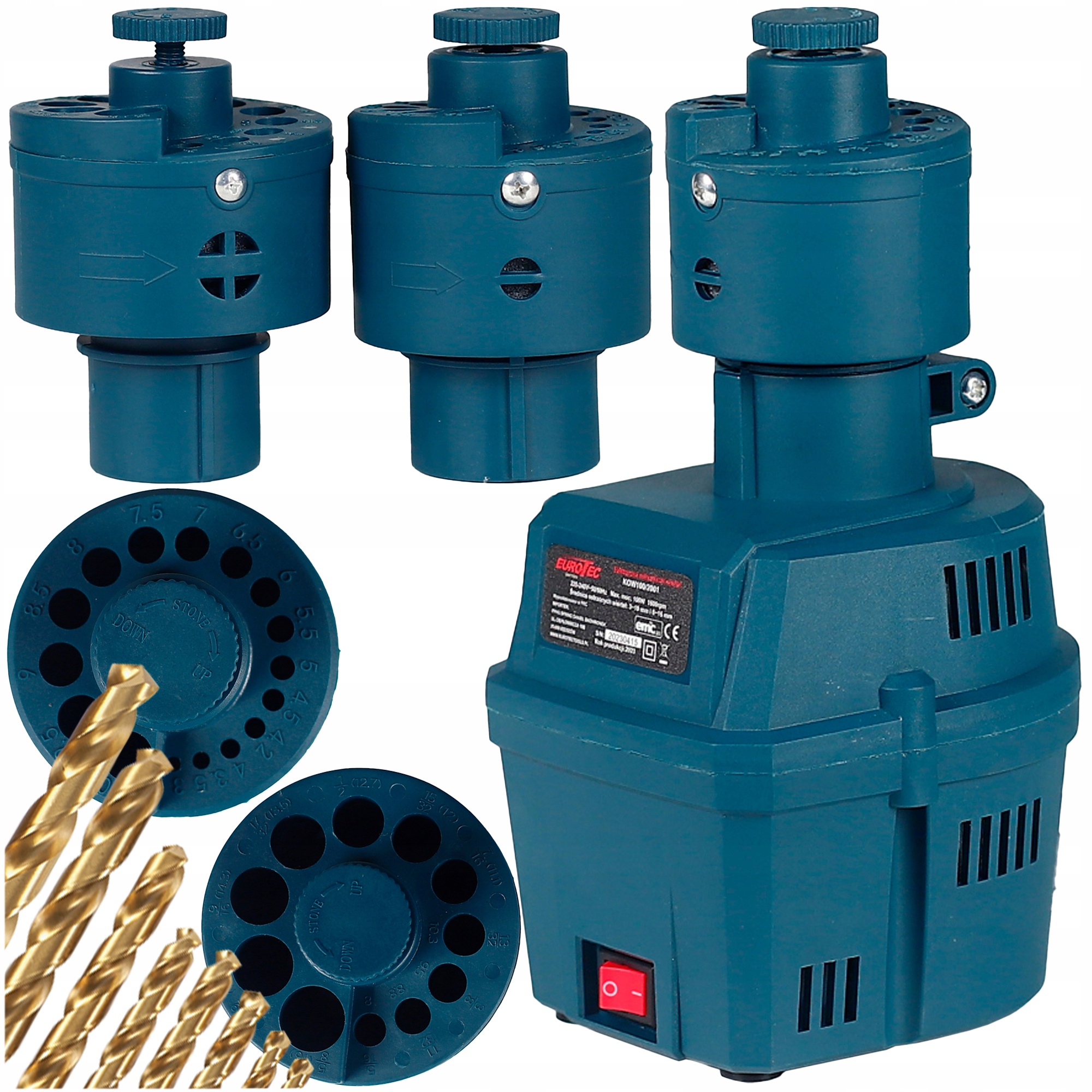 Brousek Pro Vrtáky 3-16 MM Adaptér +2x Elektrická Hlava Pro Ostření