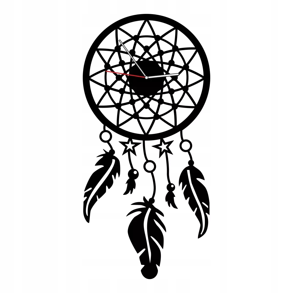 Velké Kovové Hodiny 60 cm na zeď Černé Lapač Snů