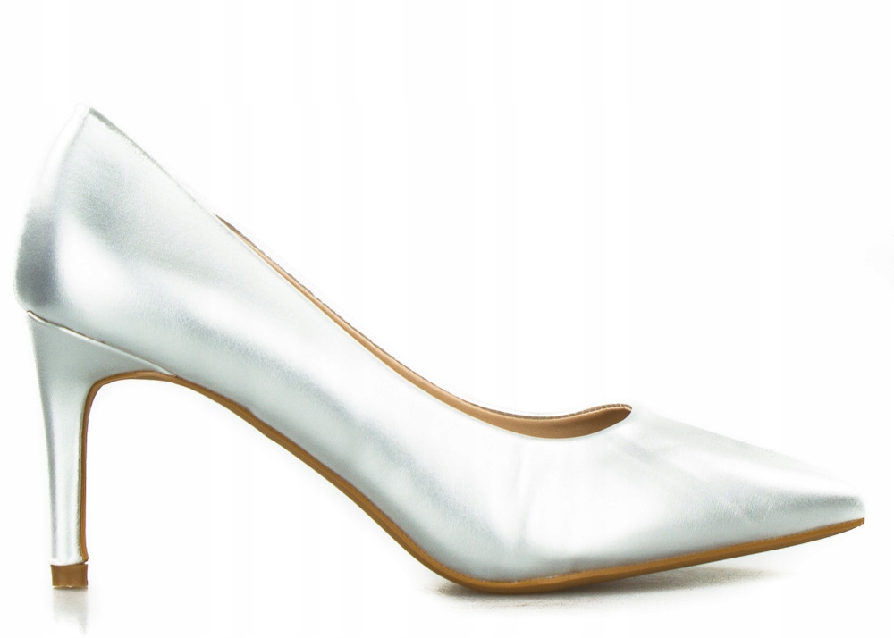 

Srebrne Szpilki W Szpic Niskie Seastar Połysk 39