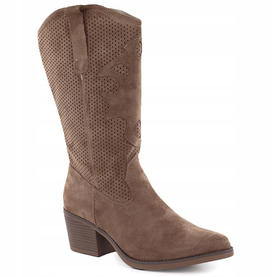 Dámské ažurové kozačky kovbojské boty tmavě béžové eVento 9450 41